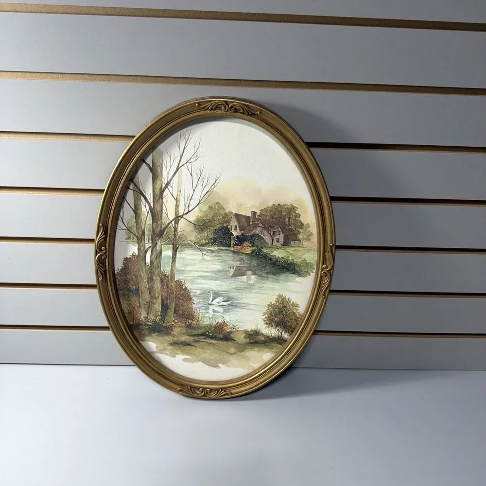 Vintage Homco Oval Watercolor Print F. Massa 13